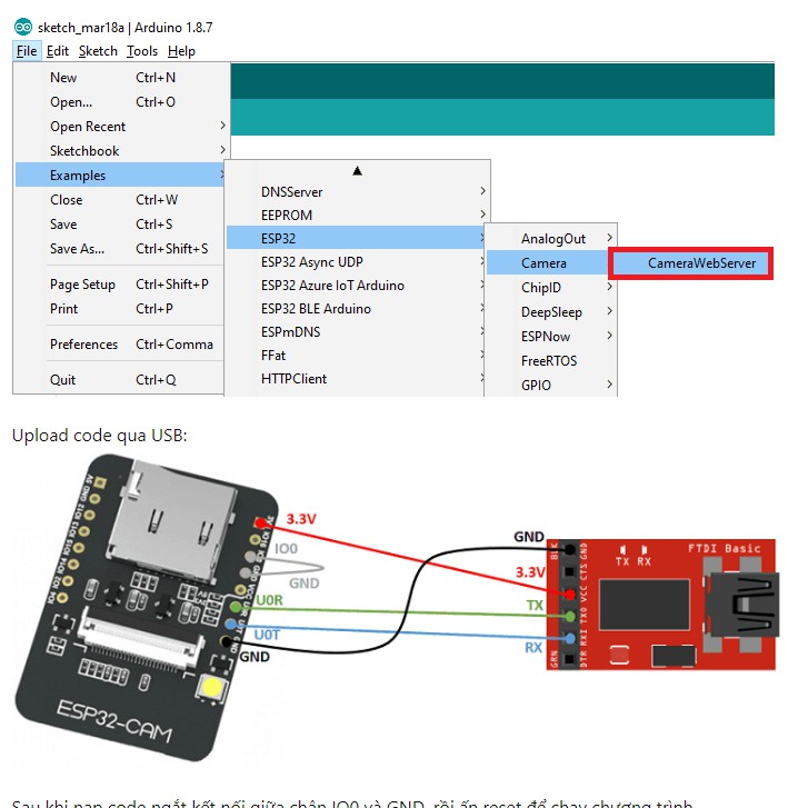 ✅ [BẢO HÀNG 6 THÁNG]Module thu phát wifi camera ESP32-CAM tích hợp wifi, camera OV2640/OV7670 chuyên dụng và bluetooth 4 | WebRaoVat - webraovat.net.vn