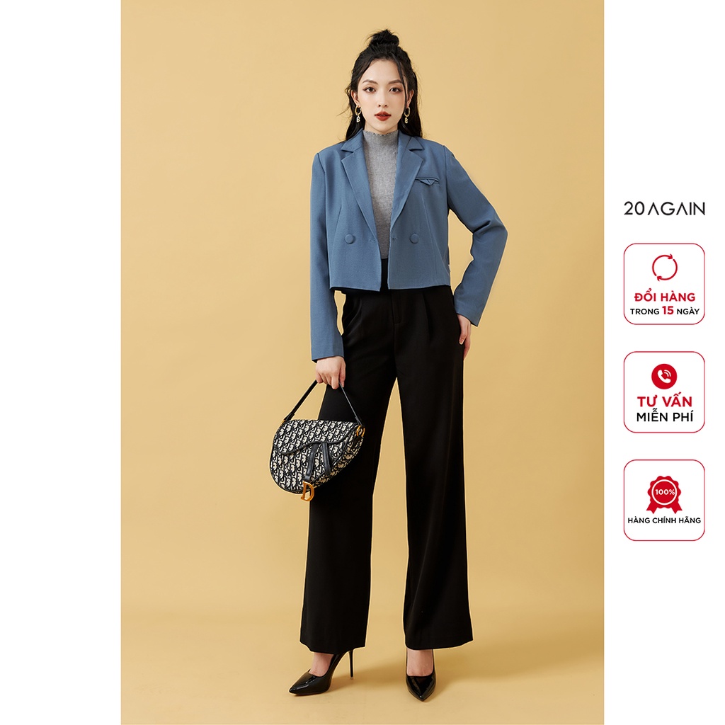 Áo vest nữ dài tay dáng ngắn 20AGAIN, thiết kế thanh lịch, trẻ trung, chất liệu tuýt si cao cấp VBA1825 | BigBuy360 - bigbuy360.vn