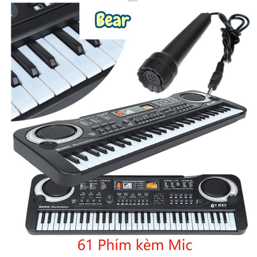 Đàn Piano Đàn Điện Tử 61 Phím Kèm mic Cho Bé Đàn Organ