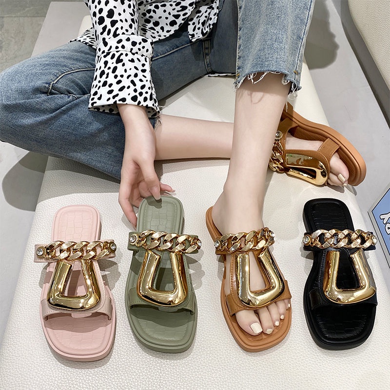 Dép Sandal Đế Xuồng Đính Ngọc Trai Thời Trang Mùa Hè Mới Dễ Phối Đồ