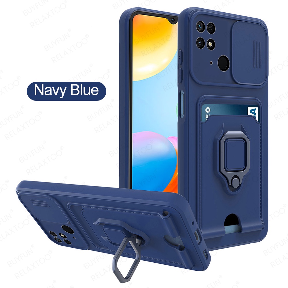 For Xiaomi Redmi 10C 6.71'' Slide Camera Lens Silicone Case For Xiaomi Redmi Redmi 10 C 10C 10C Card Slot Magnet Stand Covers