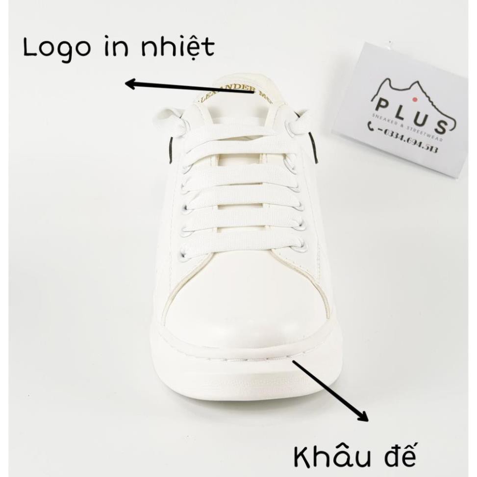 Giày thể thao sneaker 𝐌𝐂 𝐐𝐔𝐄𝐄𝐍 gót đen - thân giày da thật đế cao su đúc - cổ thấp đế cao 6cm - màu sắc trắng