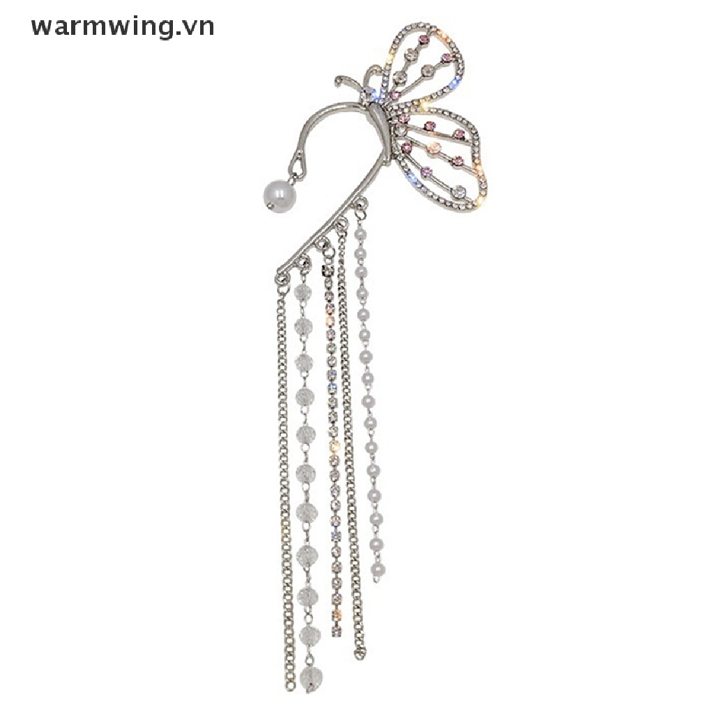 Khuyên Xỏ Tai Dáng Dài Hình Bướm Đính Đá Thời Trang