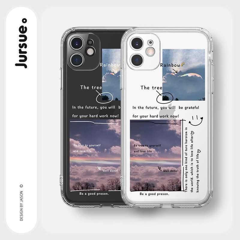 Ốp lưng JURSUE viền vuông hình dễ thương đẹp cho iPhone 13 12 11 Pro Max SE 2020 X XR XS ip 8 7 6 6S Plus kute Y180