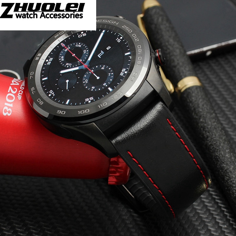 22mm Leather bracelet For Huawei Watch GT smart watch Business style replacement strap 2in1 Leather /Silicone strap