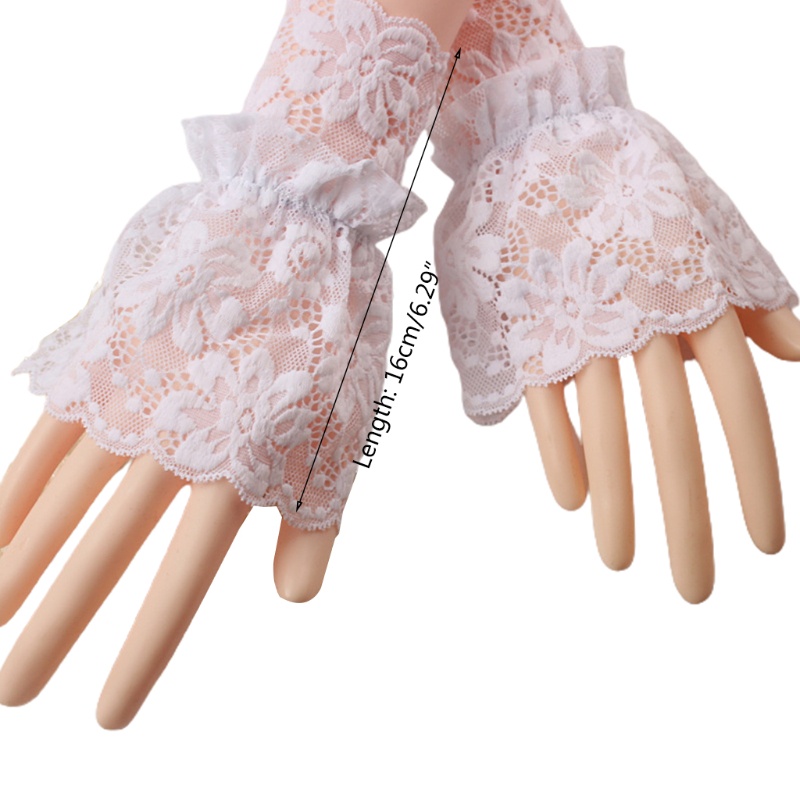 Găng Tay Ren Hoa Một Lớp Hở Ngón Chống Nắng Cho Nữ