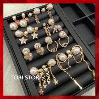 Khuyên tai nữ thương hiệu nhiều kiểu dáng bông tai hãng mạ vàng ngọc trai nhân tạo hàng đẹp TOBI STORE