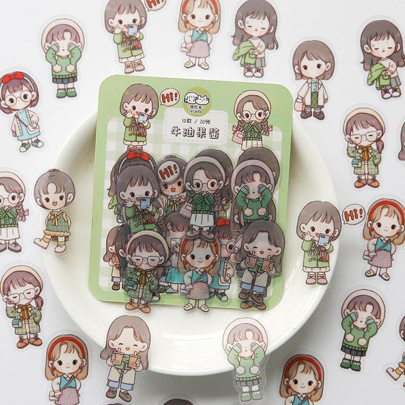 ⭐ iLado ⭐ 【10PCS】 PET Không thấm nước telado Nhãn hình dán cute sticker dễ thương sticker trang trí sổ hình dán sticker hiểm bộ sticker  nhãn dán sổ chiết lưu trữ  trang trí sổ dán sổ lưu trữ sticker tập vở sổ