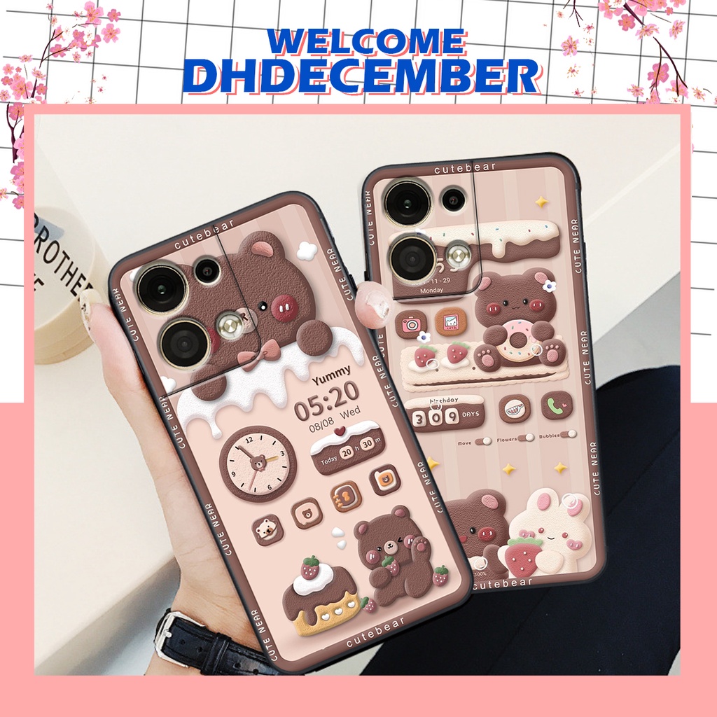 Ốp lưng Oppo RENO 8 5G - BẢO VỆ CAMERA in hình 3D GẤU HỒNG-GẤU BE3R -XINH XẺO CỰC ĐẸP