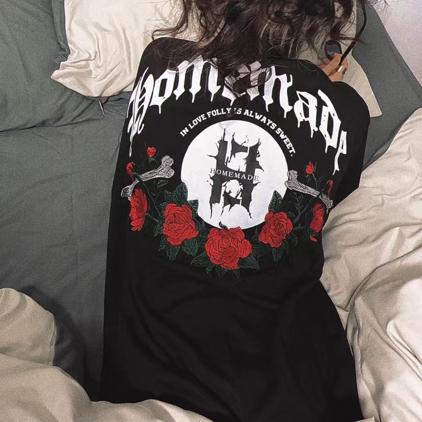 SUXI Áo Thun Tay Ngắn Cổ Tròn Dáng Rộng In Họa Tiết Phong Cách Hàn Quốc Cho Nữ