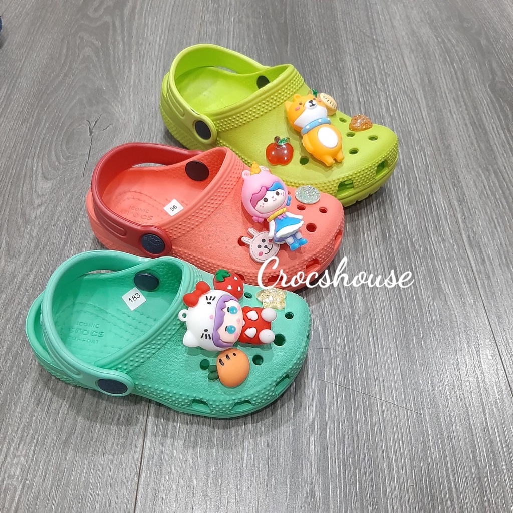 (Chính hãng) Dép sục classic trẻ em kèm combo jibbitz siêu to, sục cross bé trai bé gái dạng đúc chống trơn - Crocshouse