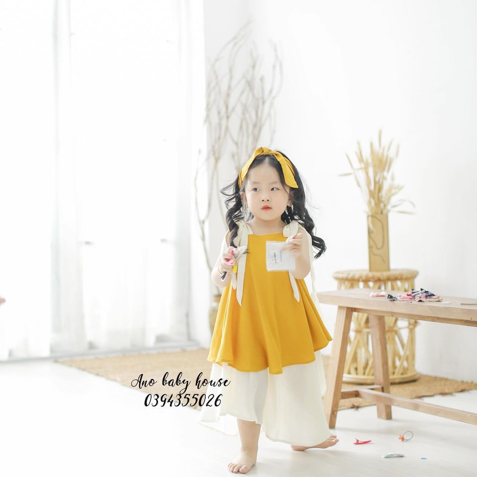  ĐẦM MAXI 2 TẦNG VÀNG VÀ TRẮNG ANO baby house