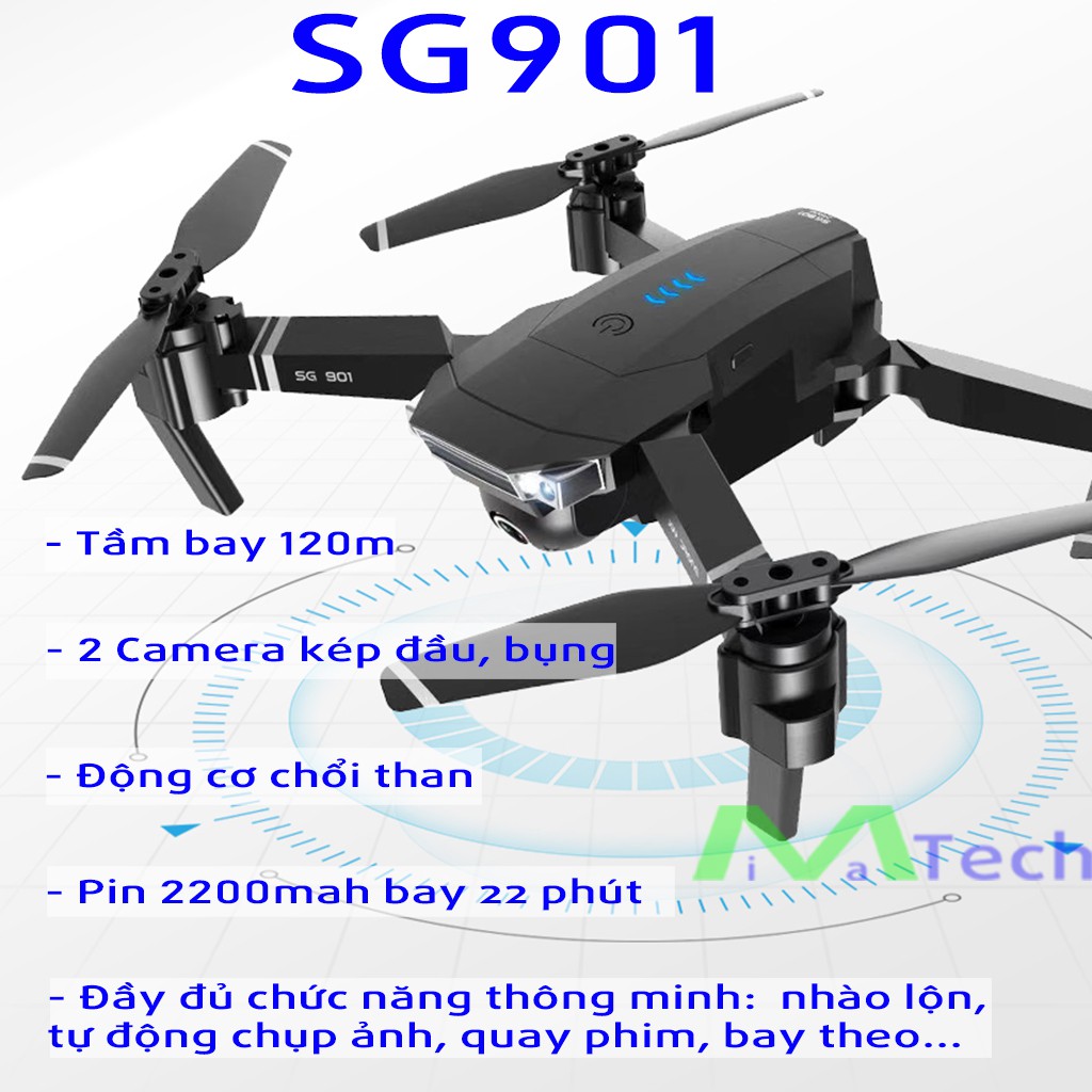 Flycam 4K Drone Camera kép SG901 và SG900 bay 22 phút Máy bay điều khiển từ xa gấp gọn tặng túi đựng chuyên dụng | BigBuy360 - bigbuy360.vn
