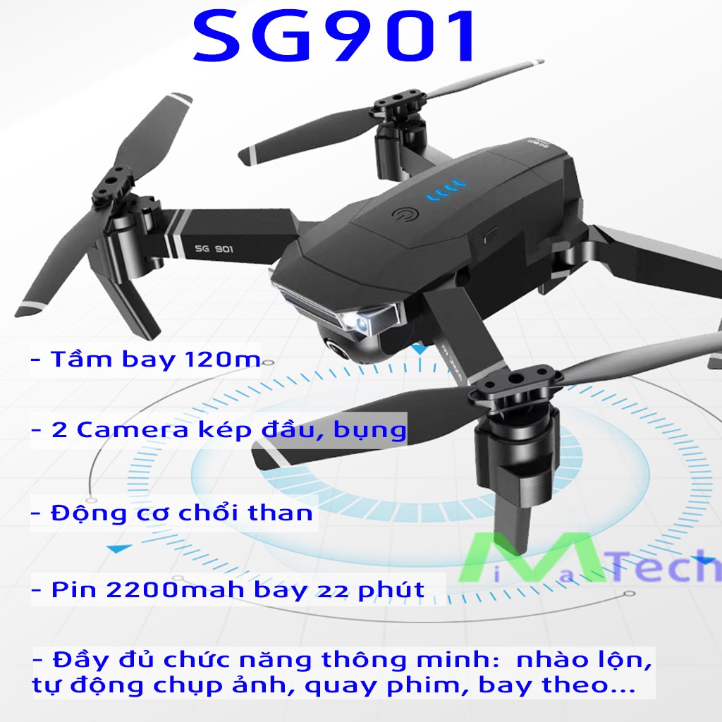 Flycam 4K Drone Camera kép SG901 và SG900 bay 22 phút Máy bay điều khiển từ xa gấp gọn tặng túi đựng chuyên dụng | WebRaoVat - webraovat.net.vn