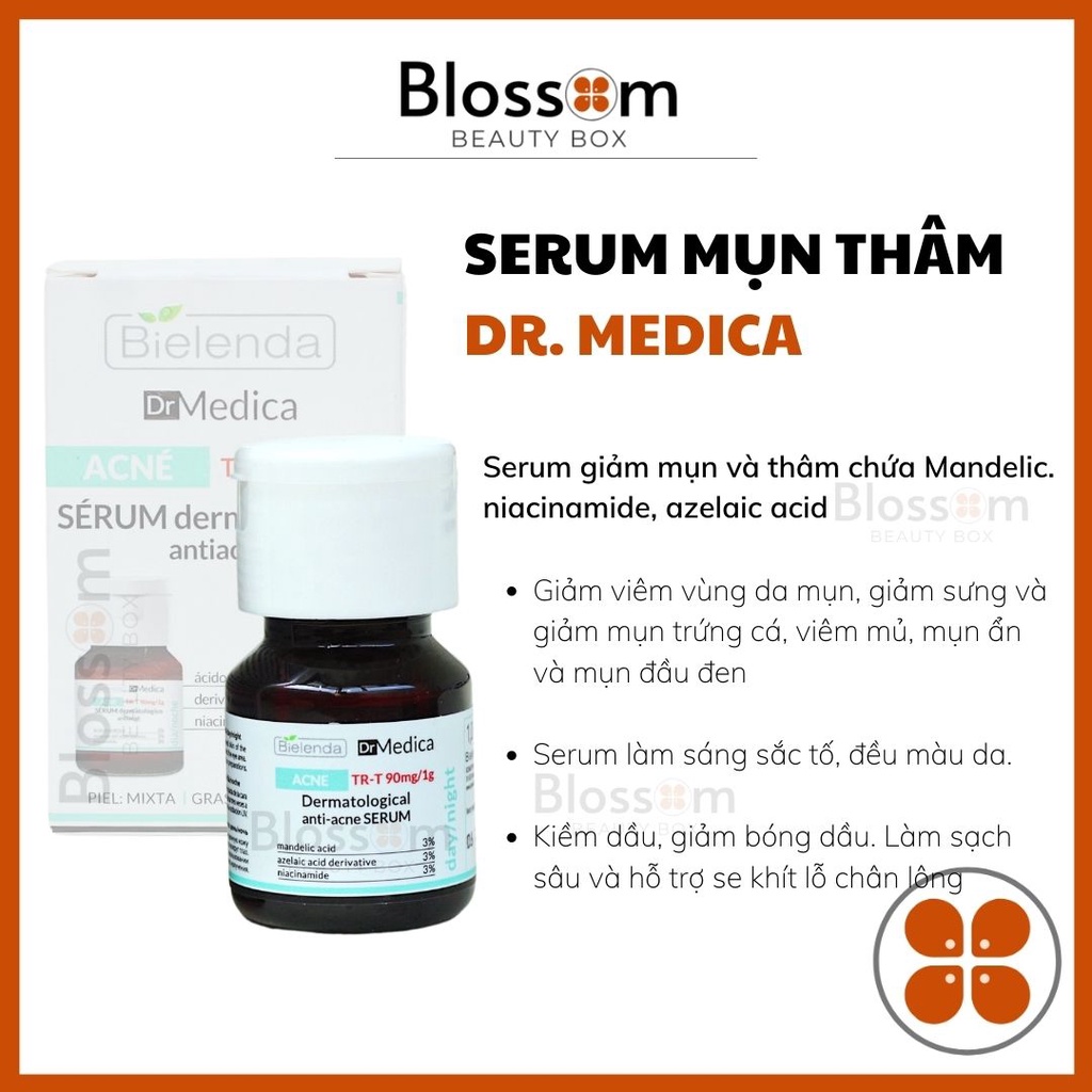 Serum giảm mụn và thâm Bielenda Dr. Medica Anti-acne chứa Mandelic. niacinamide, azelaic acid