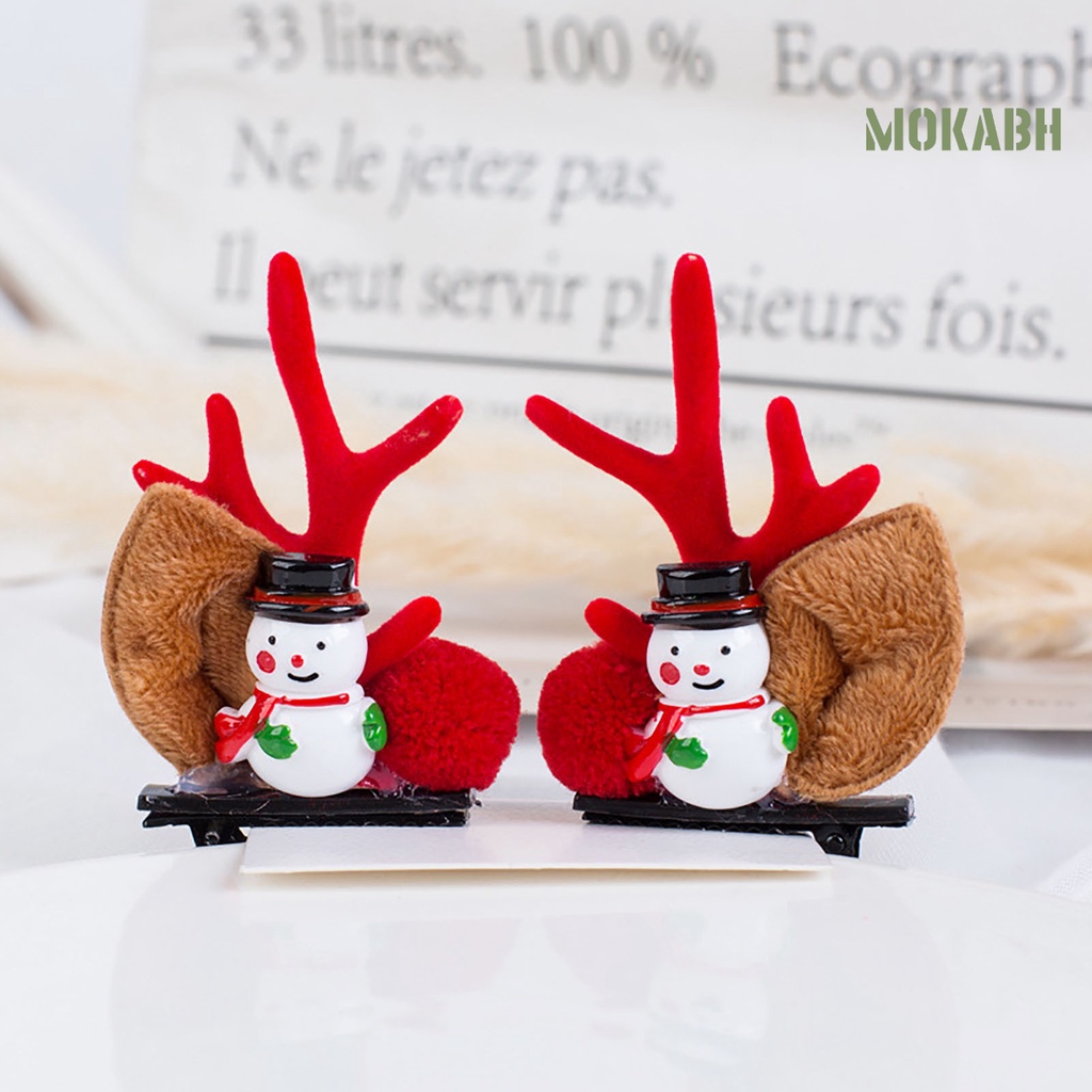 1 Cặp Kẹp Tóc Trang Trí Tai Tuần Lộc Giáng Sinh Dễ Thương Chống Trượt