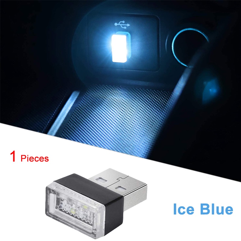 1 Đèn LED USB Trang Trí Nội Thất Xe Hơi Mini Màu Trắng Đỏ Bule