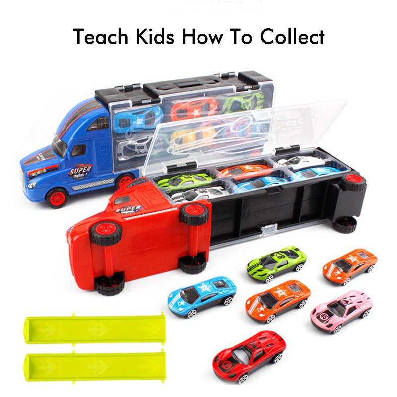 Bộ Đồ Chơi HDY Hình Dạng Xe Tải + Xe Hơi Bằng Hợp Kim Dành Cho Các Bé Educational Vehicle Set for Boys Birthday Gifts