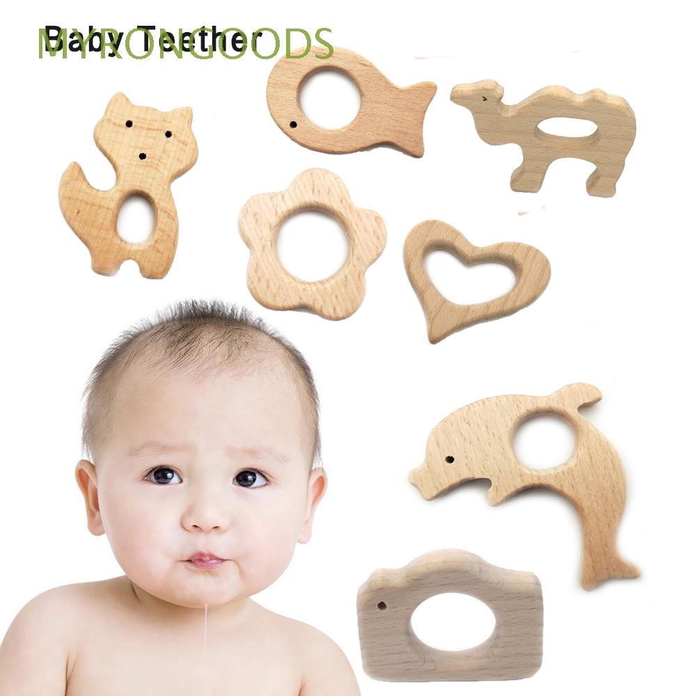 Đồ chơi gặm bằng gỗ tự nhiên in hình động vật cho bé