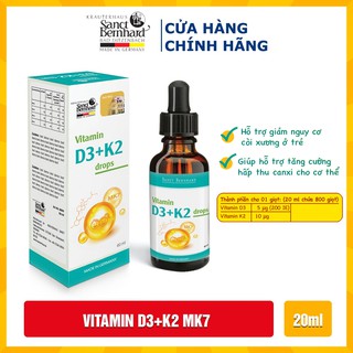 Vitamin D3 K2 MK7 Tăng hấp thu Canxi trong 1 giọt, phát triển chiều cao tối đa (20ml)-Sanct Bernhard ĐỨC