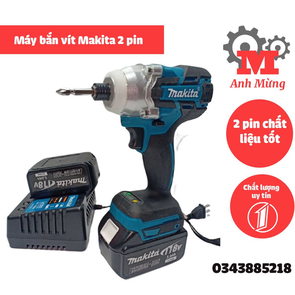 Máy bắt vít chuyên dụng Makita 118V 2 pin chất liệu tốt, kết cấu chắc chắn