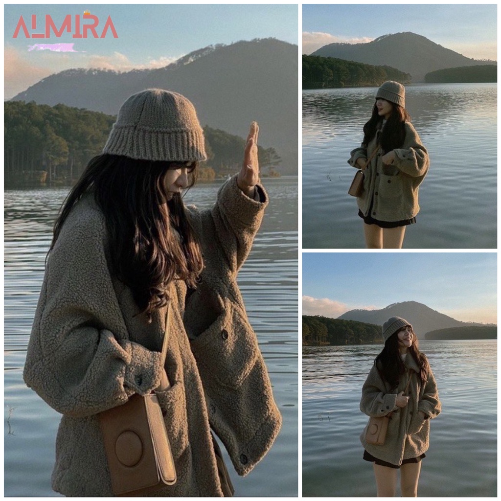 Áo Khoác Lông Màu Nâu 2 Túi Siêu Hót Cực Dày ( Video Cận Chất )