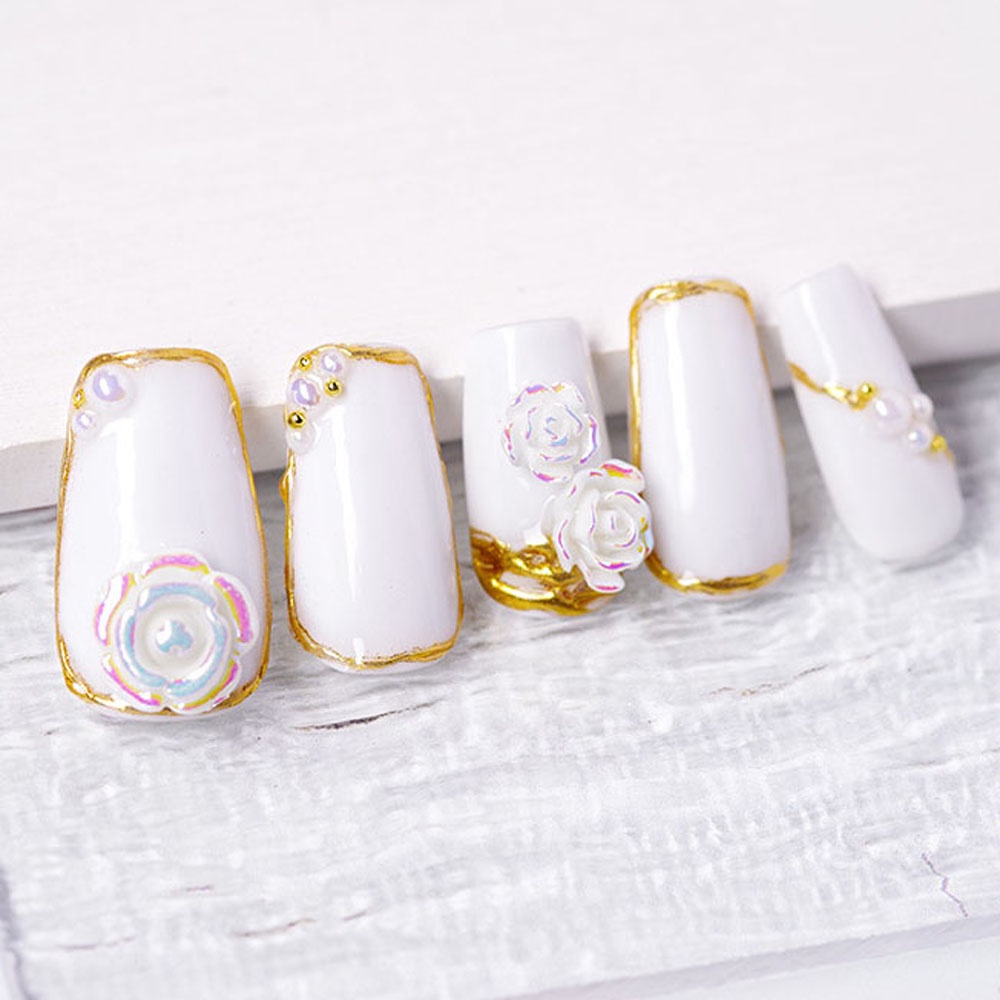 Phụ Kiện Trang Trí Móng Tay Hình Hoa Hồng 3D Bằng Nhựa Resin Màu Sắc Ngọt Ngào Diy