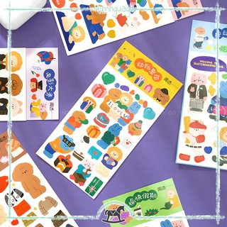 Set 2 Tấm Sticker Cute Animals Hình Dán Deco Sticker Dán Sổ, Sticker Trang Trí Sổ Bullet Journal, Sổ Tay - Tiệm Ngựa Gỗ