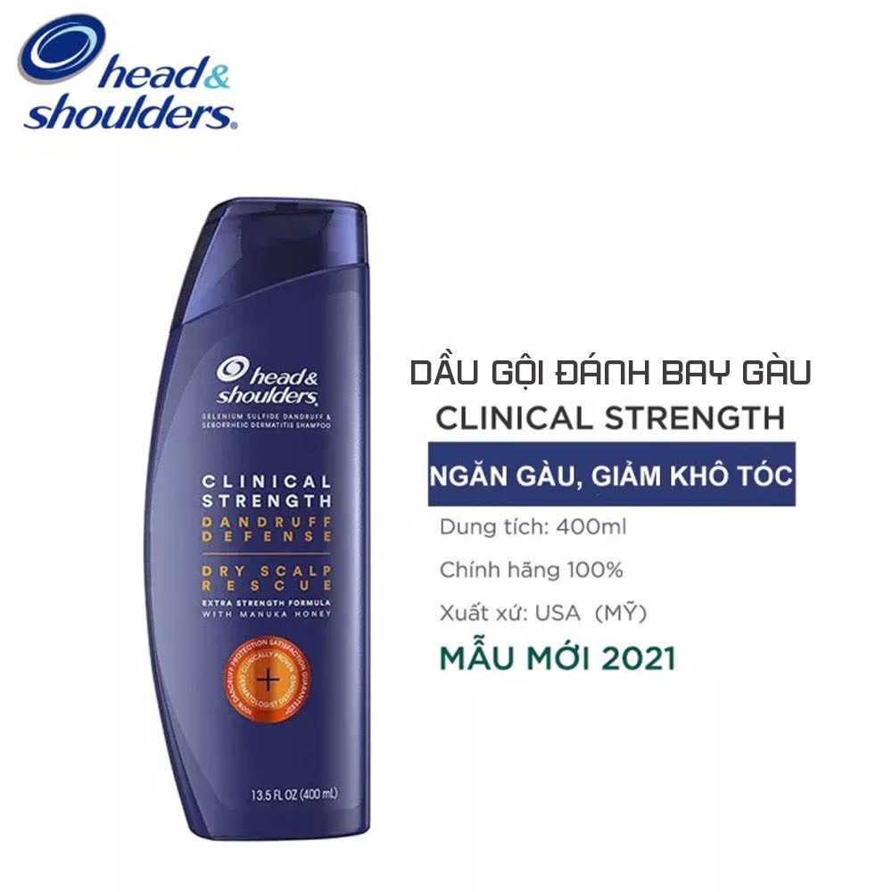 Dầu gội Head And Shoulders Clinical Strength Mỹ dành cho da đầu Gàu ngứa 400ml