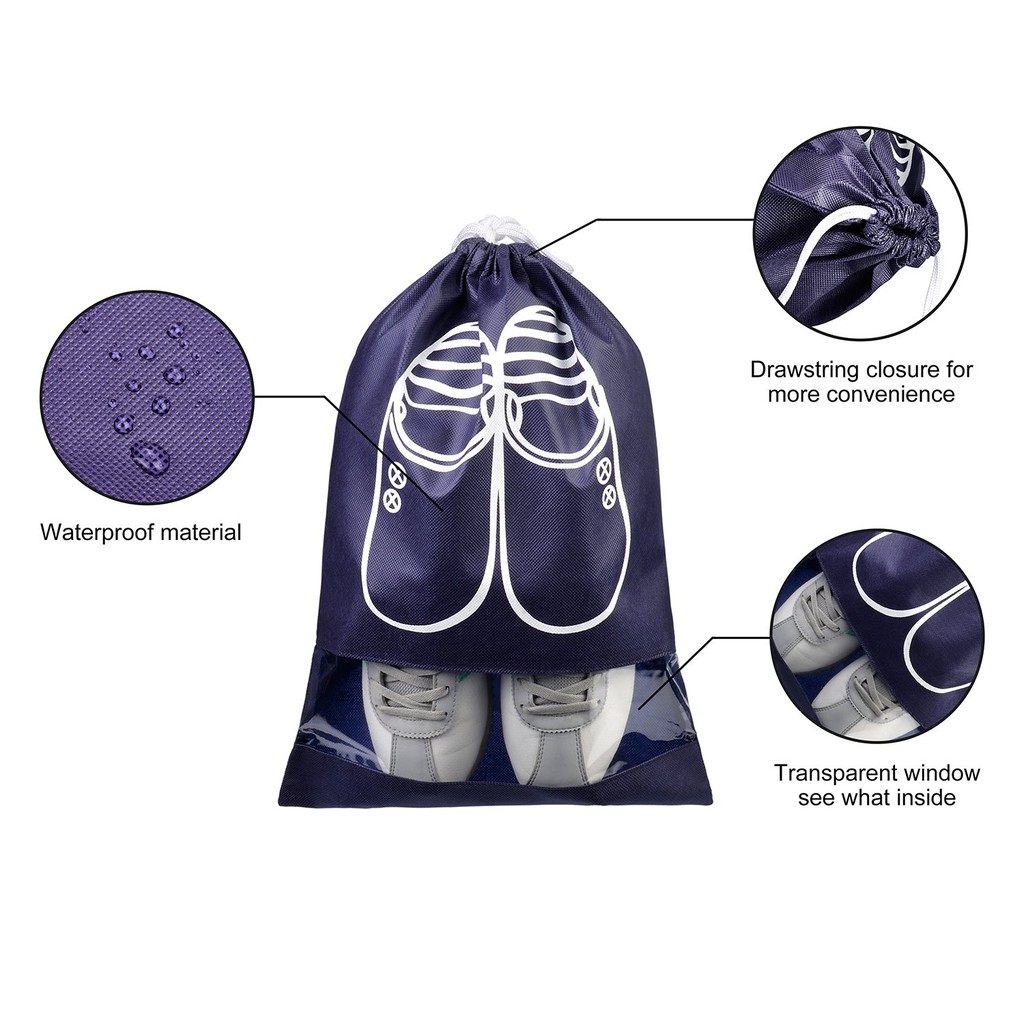 Non-woven Portable Drawstring Shoe Storage Bag / Waterproof Travel Shoes Storage Pouch / Home Organizer
