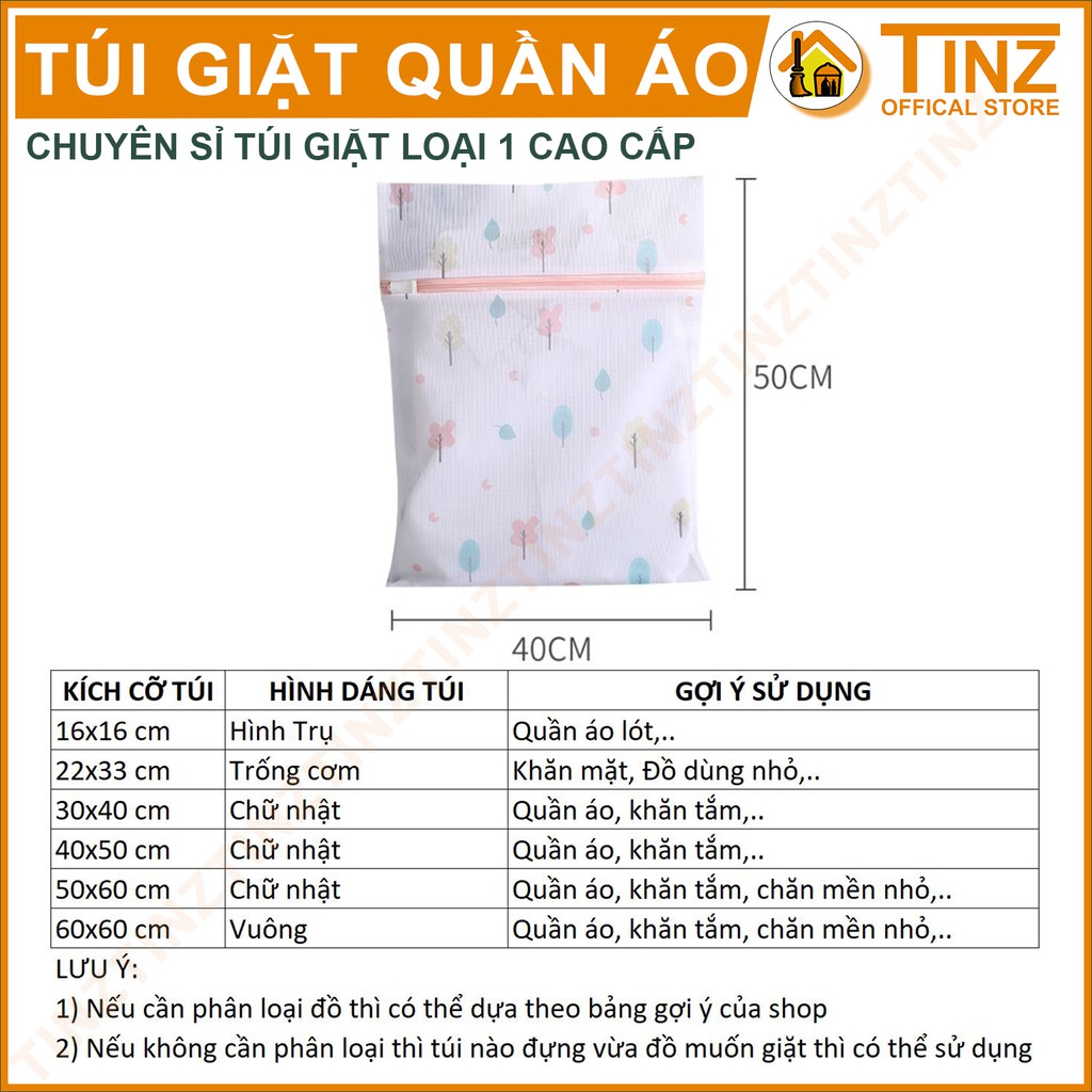 Combo 6 Túi Giặt TINZ VN Cây Xanh, Túi Lưới Giặt Đựng Áo Quần Cao Cấp Dành Cho Máy Giặt