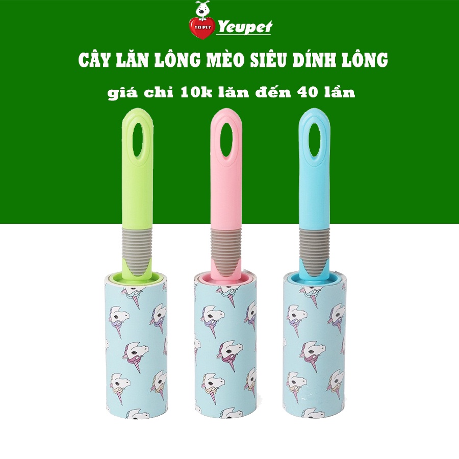 [Dùng 40 lần] Cây lăn lông mèo, chó, lăn bụi quần áo, ga giường bằng kéo dính