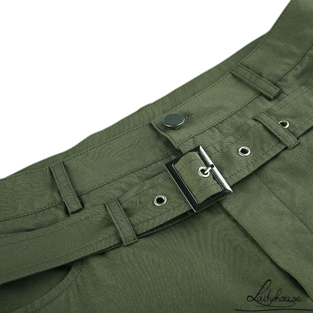 Quần Dài Lưng Cao Ống Đứng Màu Trơn Phối Túi Thời Trang Cho Nữ