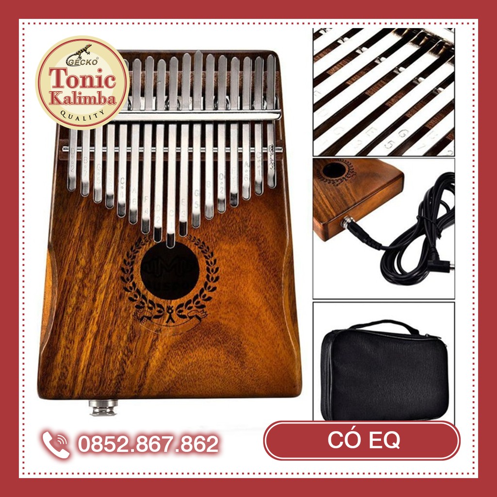 Đàn kalimba 17 phím gỗ nguyên khối Mahagony GECKO000035