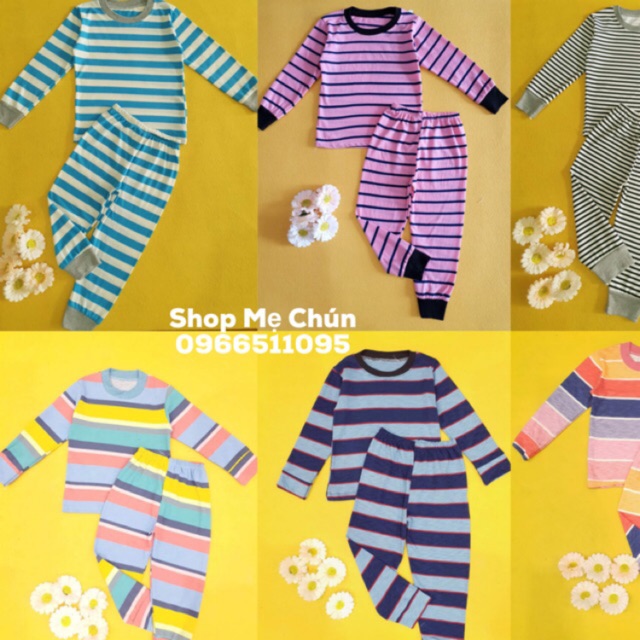 Bộ dài tay cho bé mẫu kẻ có bo gấu size 6-10kg