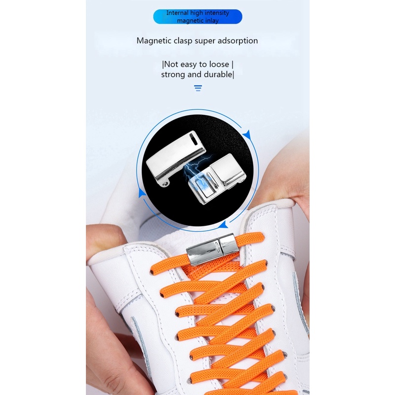 Hàng Có Sẵn! 1 Cặp Dây Giày Co Giãn Khóa Nam Châm Không Cần Buộc 24 Màu Sắc