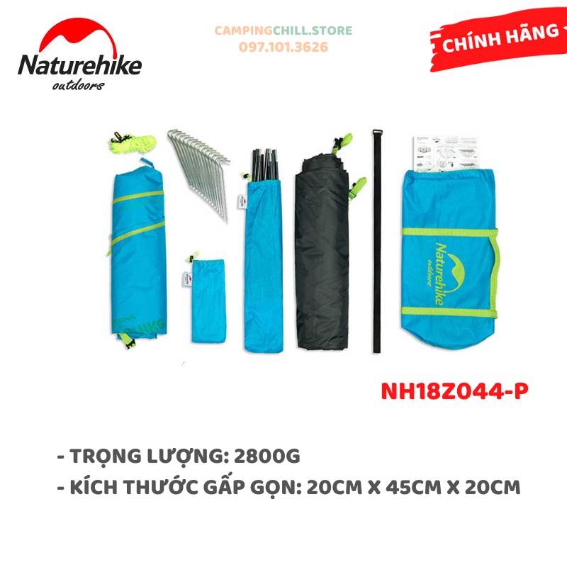 [CHÍNH HÃNG] LỀU DU LỊCH, DÃ NGOẠI, CẮM TRẠI 4 NGƯỜI NATUREHIKE NH18Z044-P