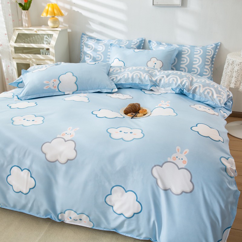 Bộ chăn ga gối Cotton poly M2T bedding gồm vỏ chăn mền, drap ga giường và 2 vỏ gối nằm - PL Mây xanh | BigBuy360 - bigbuy360.vn