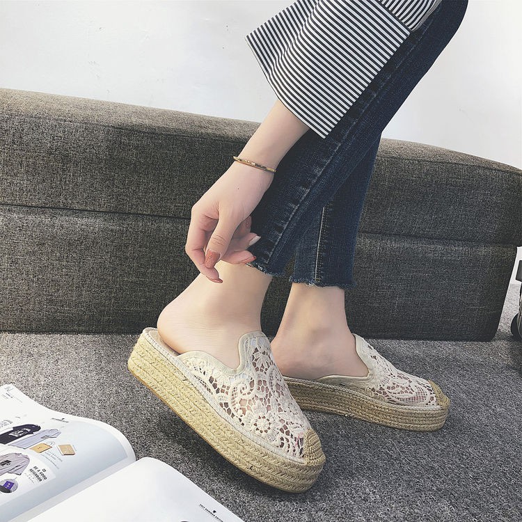 Dép Đan Cói Đế Dày Phối Ren Thời Trang Cho Nữ | BigBuy360 - bigbuy360.vn