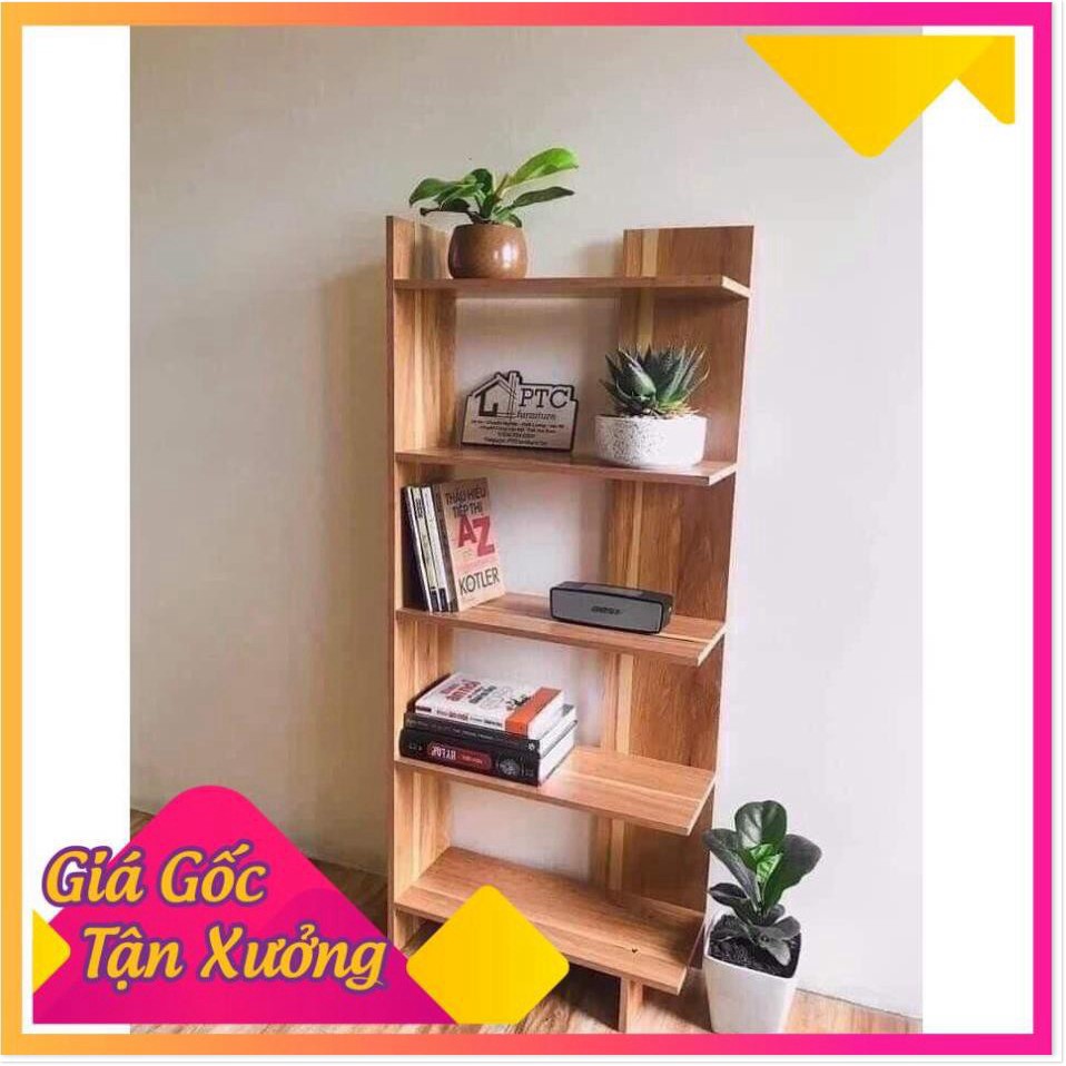 Kệ sách gỗ 5 tầng đa năng bằng gỗ cứng cực đẹp, kệ góc tường gỗ công nghiệp chống ẩm cao cấp