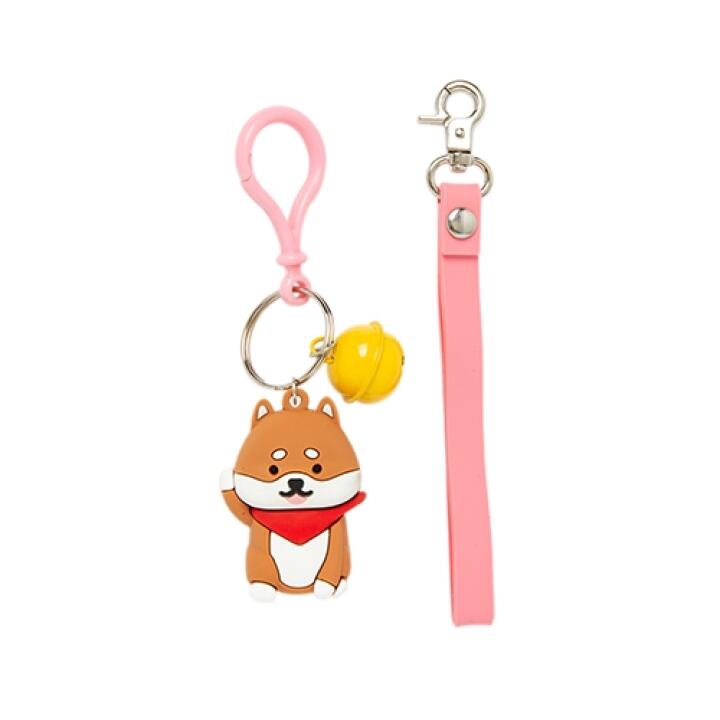Móc Khóa ARTBOX Hàn Quốc Hình Nhân Vật Shiba Màu Hồng Gắn Quả Chuông