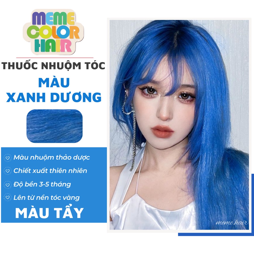 Thuốc nhuộm tóc màu xanh dương, tặng kèm oxy trợ dưỡng và bao tay