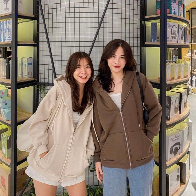 Áo khoác nỉ hoodie trơn LYRA, khoác form roonfngj freesize trẻ trung nhiều màu trơn basic-VXYAK0021