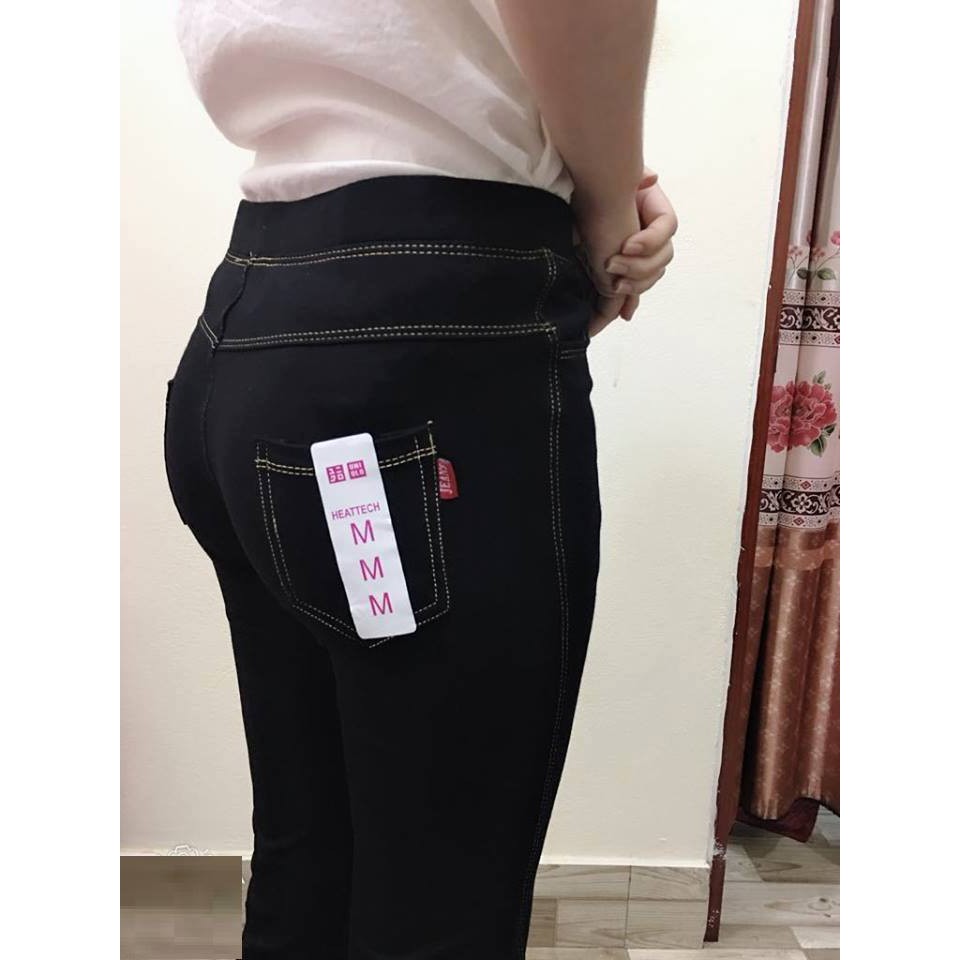 Quần legging giả jean vải cotton da cá co dãn