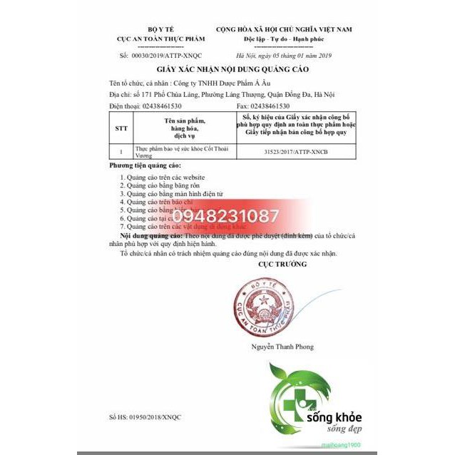 Cốt Thoái Vương-Hỗ trợ giảm đau xương khớp, các bệnh thoái hóa đốt sống, thoát vị đĩa đệm, gai đốt sống,giúp xương chắc