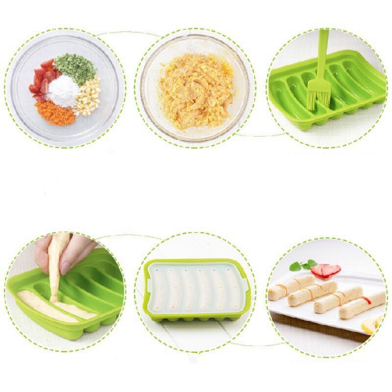 Khuôn silicon chịu nhiệt làm xúc xích, làm bánh, lạp xưởng, nem chả cho bé ăn dặm