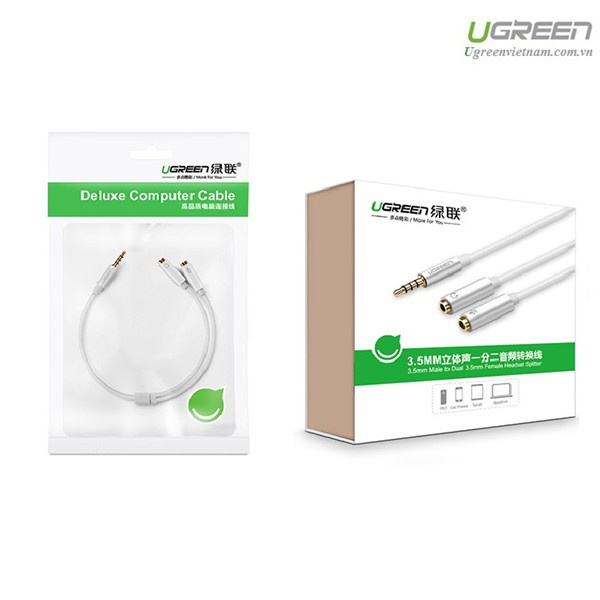 Cáp chuyển đổi tai nghe 3.5mm ra Mic &amp; Loa riêng Ugreen 10789 mạ vàng