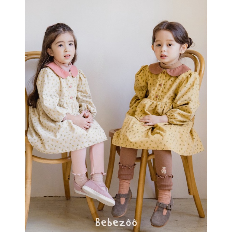 Váy nhung bé gái Hàn Quốc Bebezoo dài tay _ Velvet lót lông