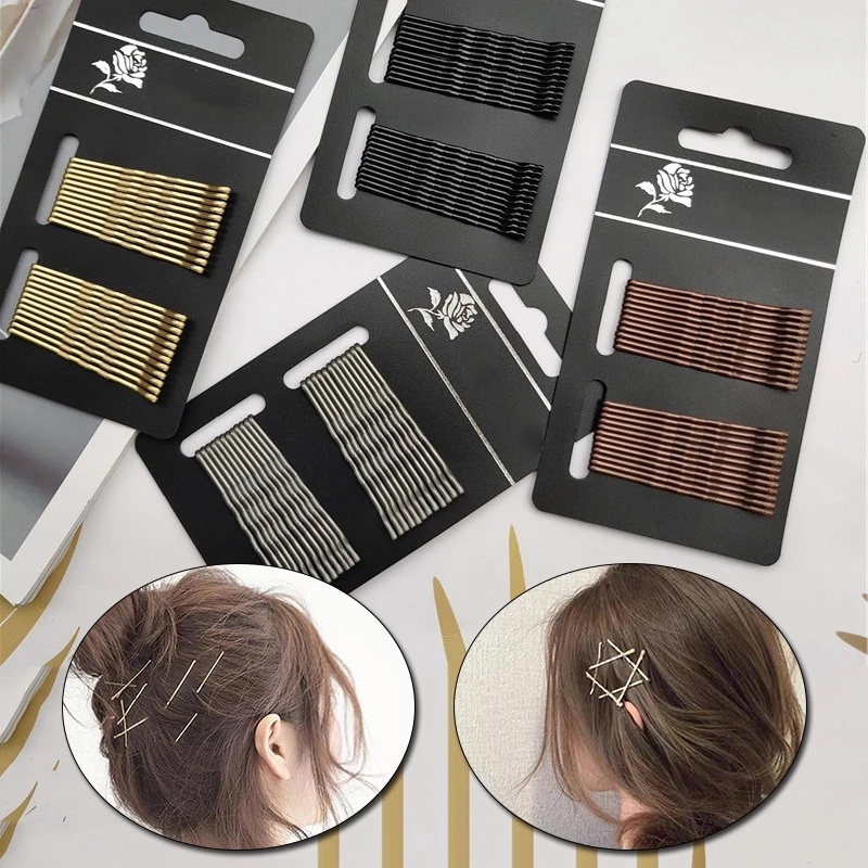 Set 24 Kẹp Tóc Uốn Lượn Sóng Bằng Kim Loại 4.5cm Cho Nữ