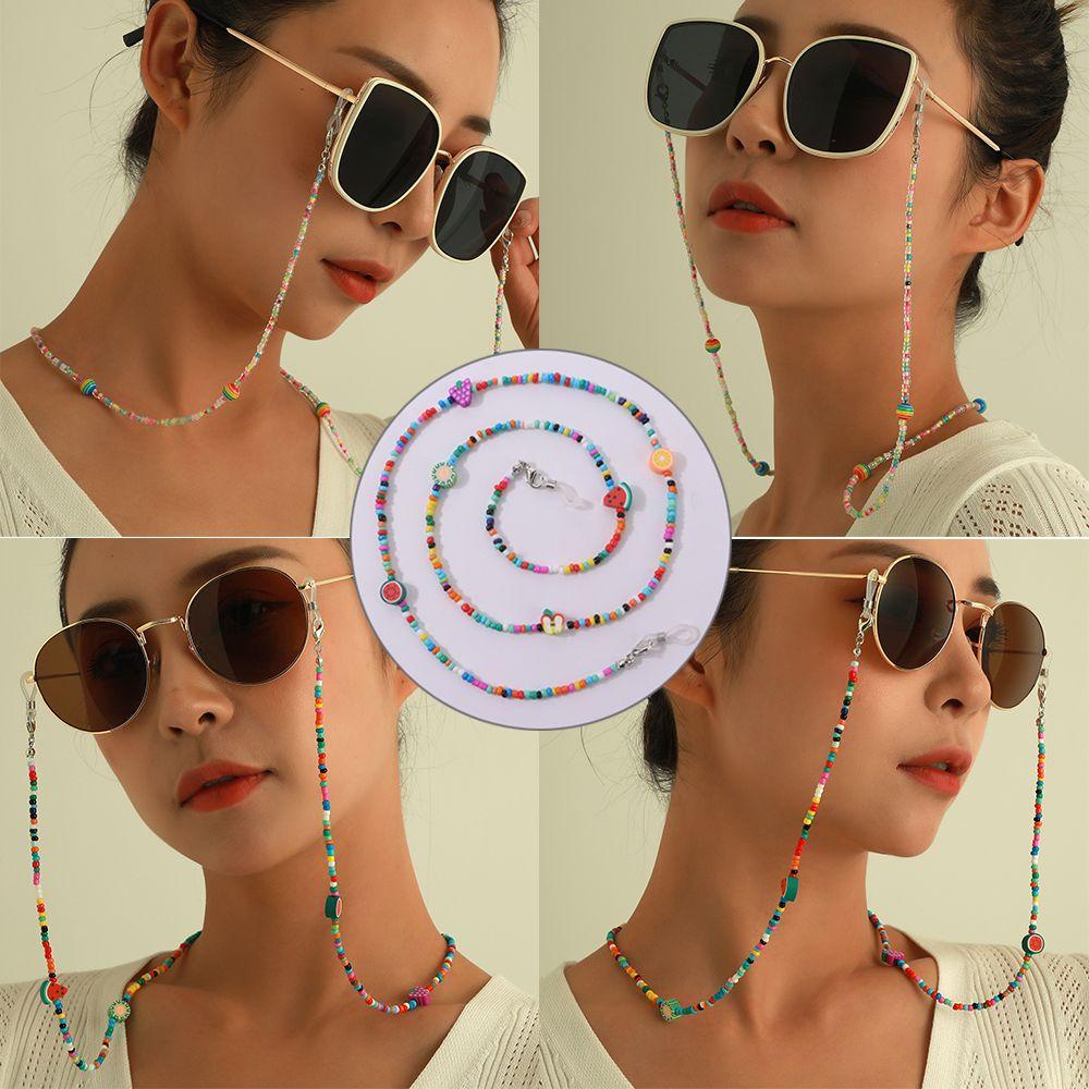 Dây Chuỗi Hạt Gắn Mắt Kính Nhiều Màu Hình Trái Cây Phong Cách Bohemian